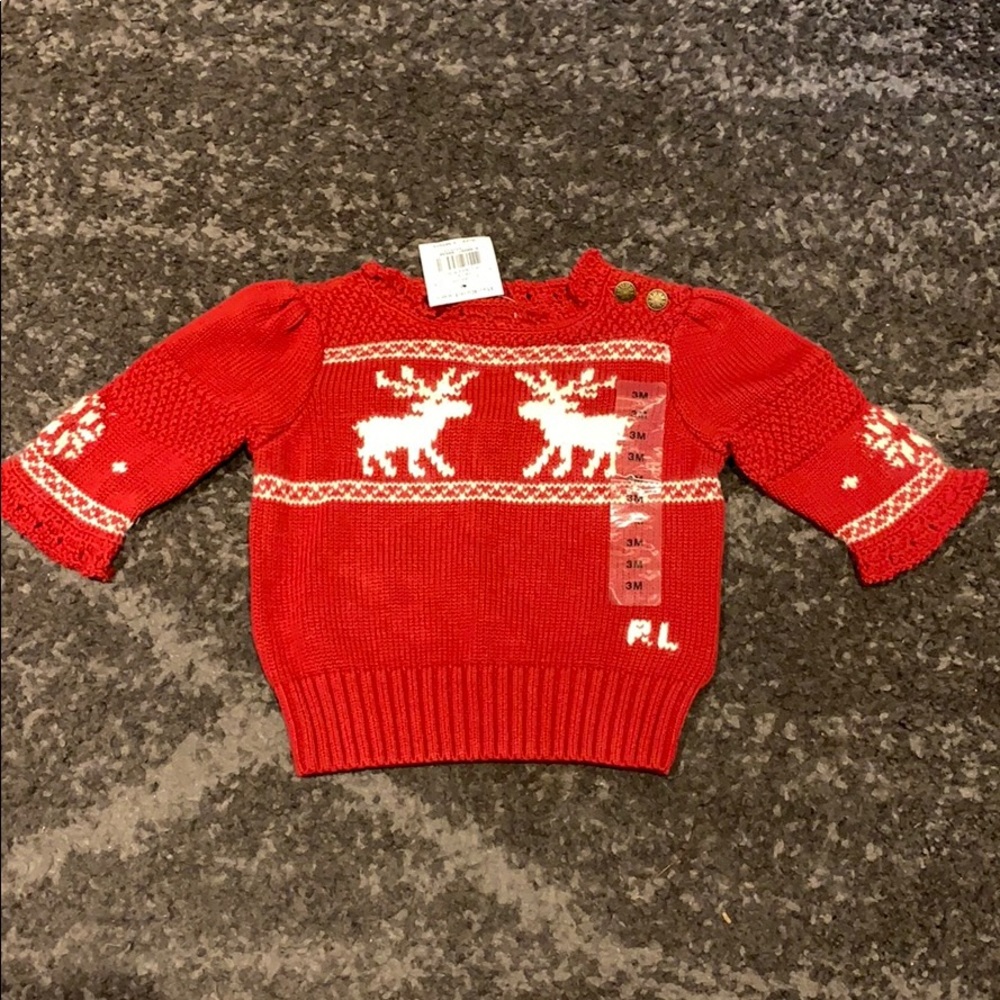 🎄🦌 Ralph Lauren Christmas Reindeer Sweater 3 mos